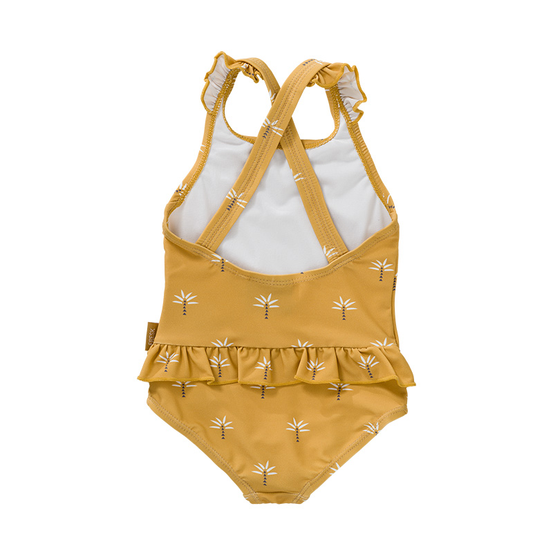 Swim tanksuit palmtree ochre back