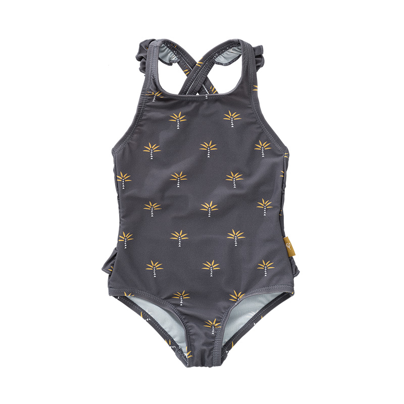 Swim tanksuit palmtree steel grey